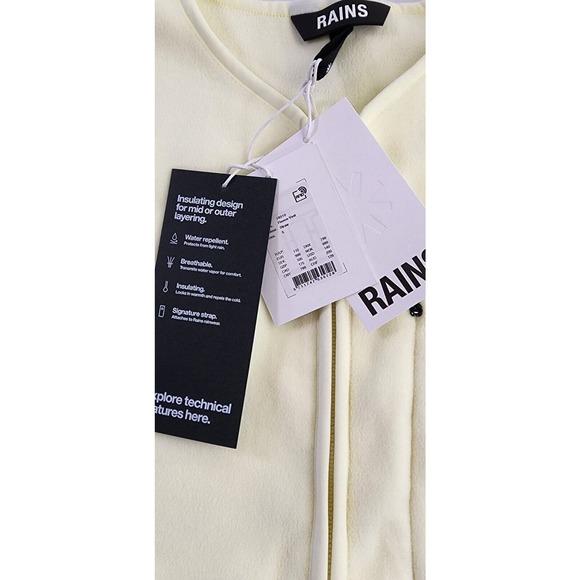 RAINS Fleece Vest in STRAW Pale Yellow Unisex Small Full Zip NWT $140. - Picture 2 of 8